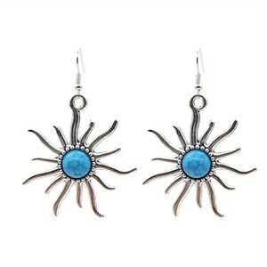 Boho Sun Turquoise Dangle Earrings